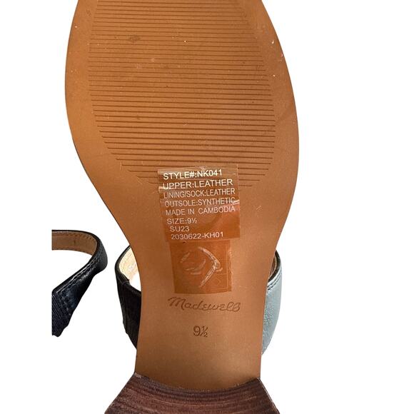 Madewell Saige Heeled Mules Slip On Size 9.5 Double Strap Black Leather NK041 - Picture 10 of 11